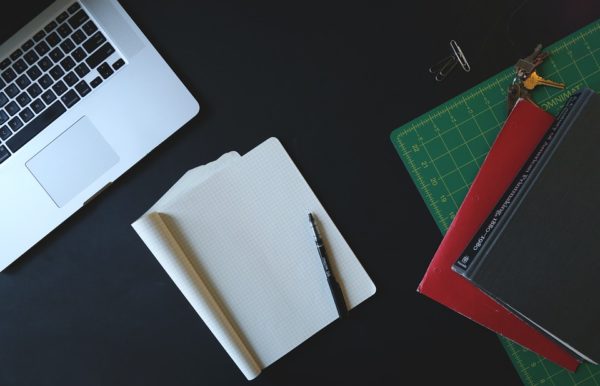 Desk with notebook