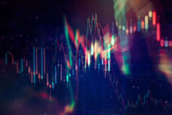 Economic Graph With Diagrams On The Stock Market, For Business And Financial Concepts And Reports.abstract Blue Background