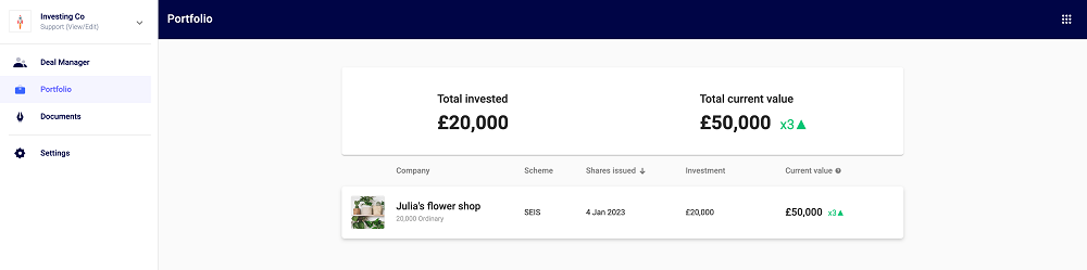 Screenshot Seedlegals Investor