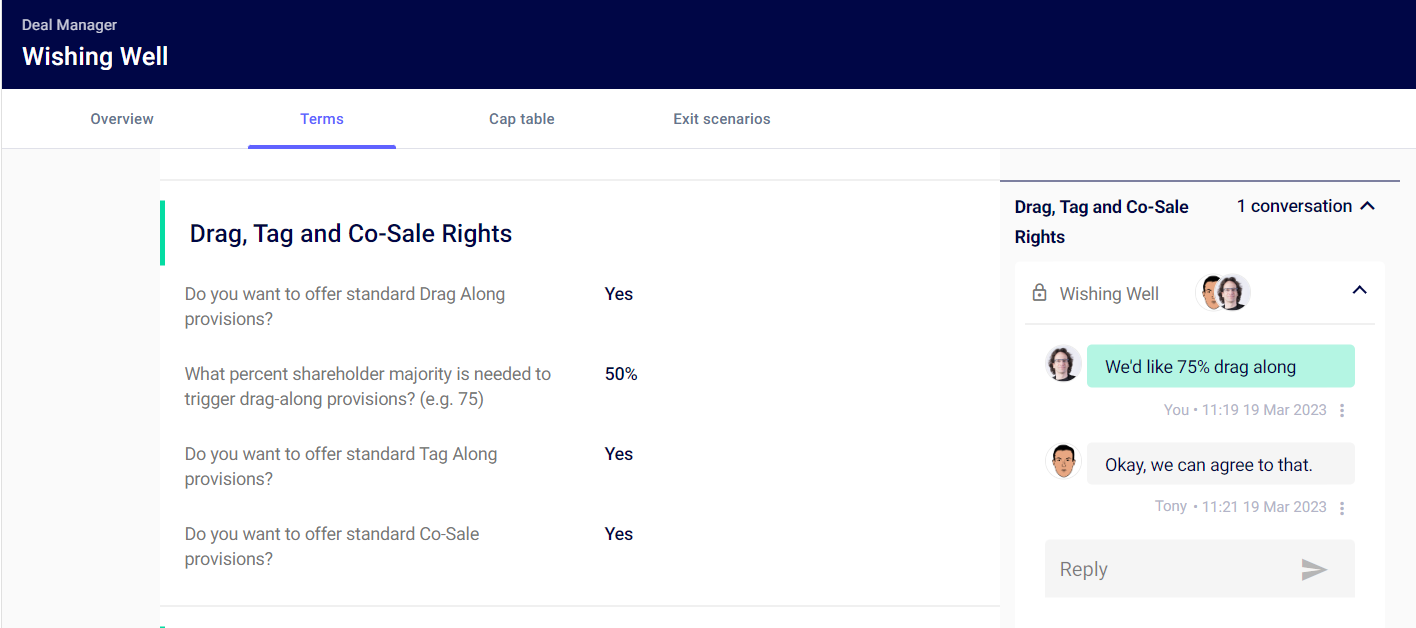 Deal Manager Terms Commenting