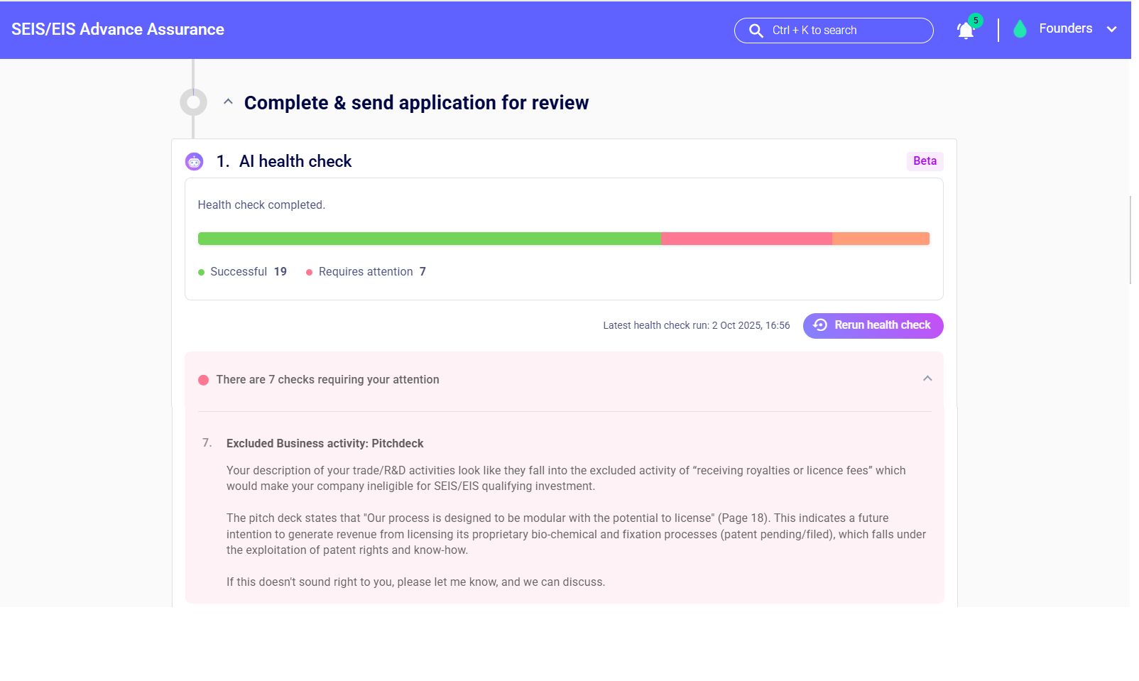 Seis Ai Health Check Screenshot Pitch Deck