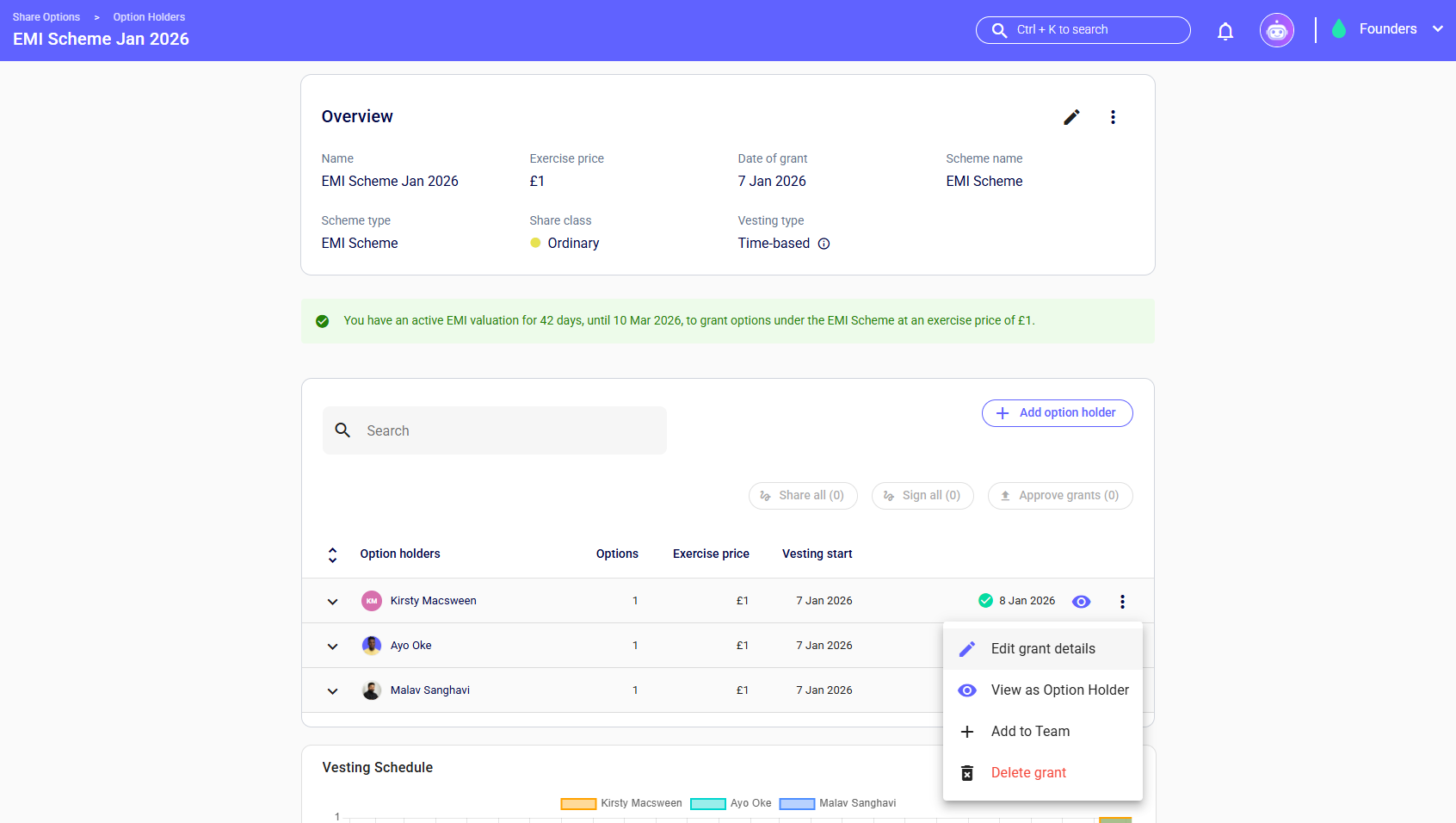 Option Grant Group Overview Edit Individual